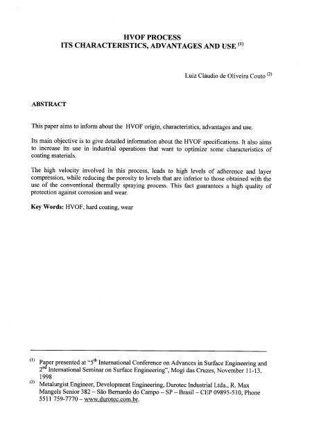 Capa HVOF 